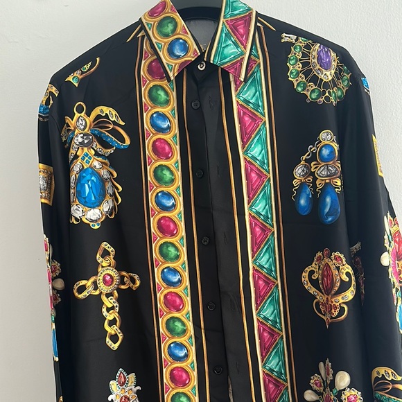 Versace Black and Red Casual Button Down Shirt - Picture 1 of 5